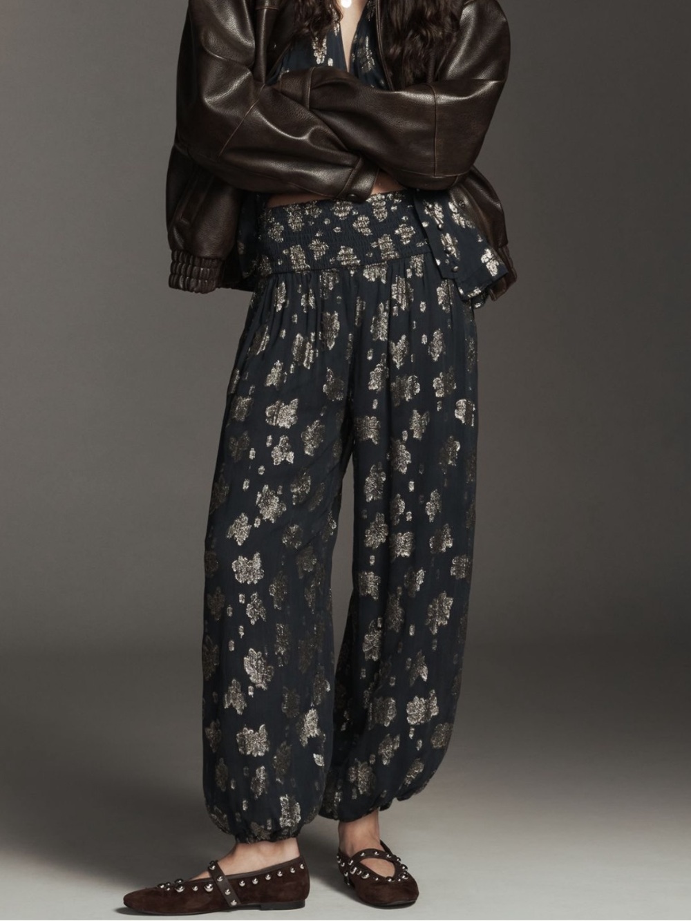 Anthropologie Deco Metallic Balloon Pants - Picture 2 of 8